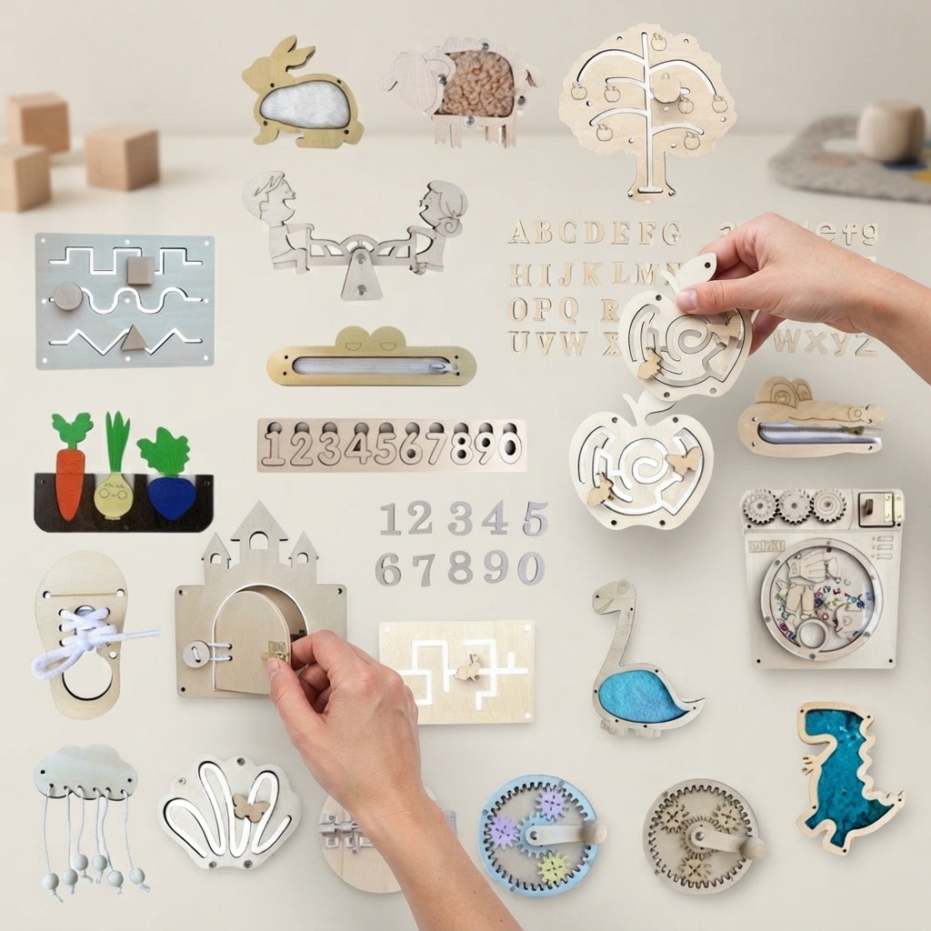 Tablero de Actividades Montess - Montessori Wooden Busy Board Toddler reseña y precio