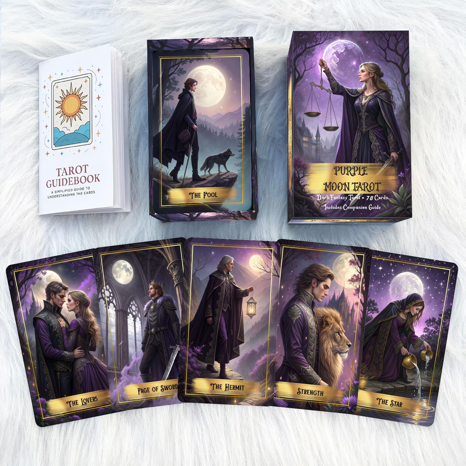 Baraja de cartas de tarot Purp - Tarot Cards Deck With Guidebook reseña y precio